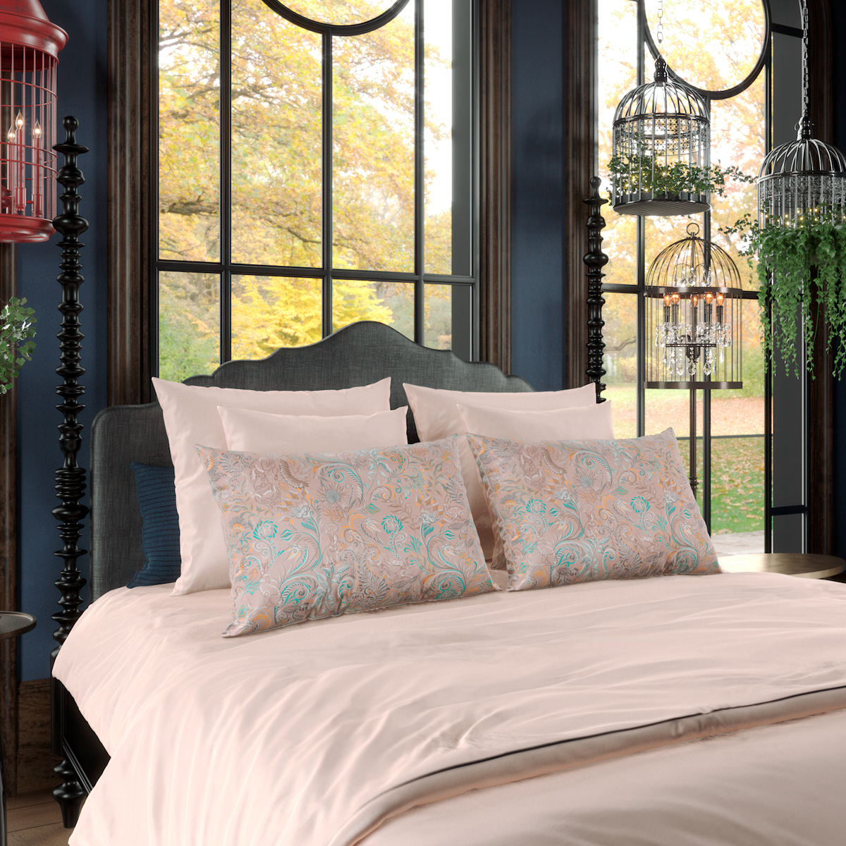 Комплект постельного белья евро без простыни Mollen Premier Утро, пудровый