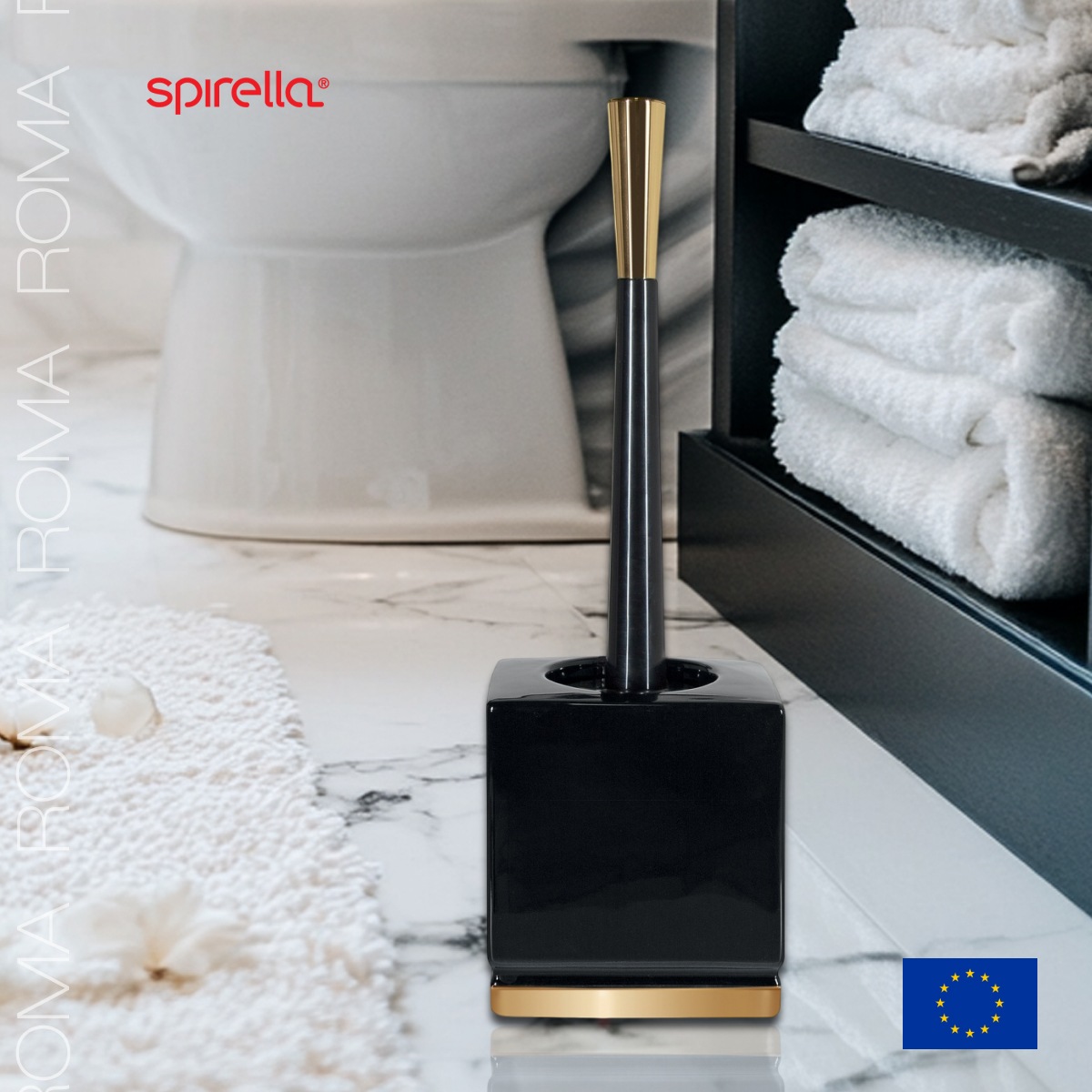Ерш с подставкой Spirella Roma, черный с золотом