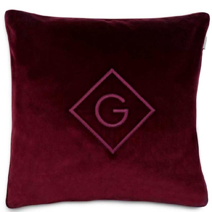 Наволочка декоративная Gant Home Velvet G, цвет бордовый