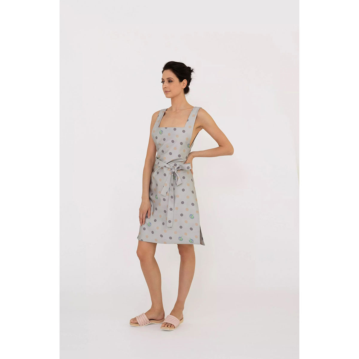 Фартук Mollen размер M, светло-серый с узором горох