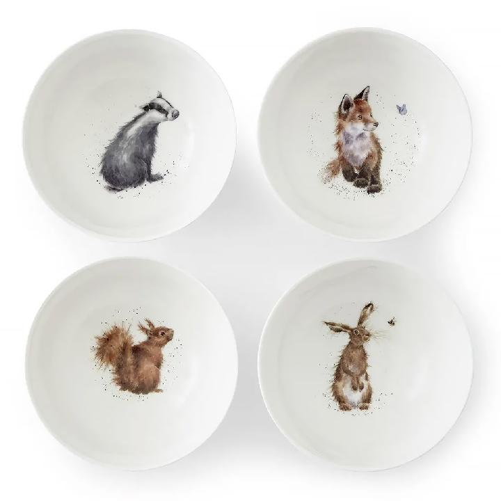 Набор салатников Royal Worcester’s Wrendale Designs Барсук, заяц, белка, лиса 4шт