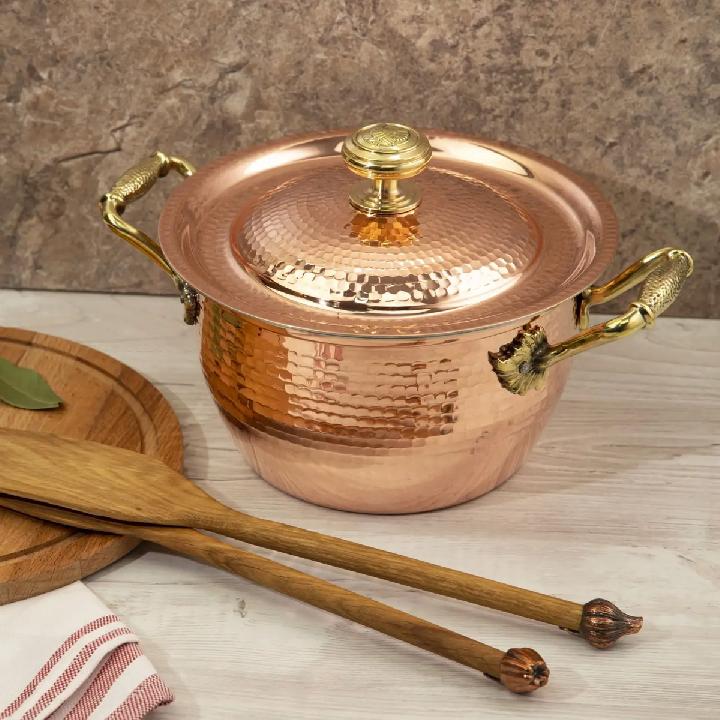 Кастрюля медная Кольчугинский Мельхиор, луженая кованая