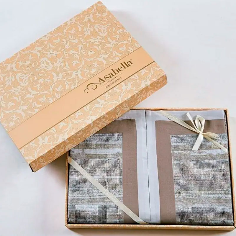 Комплект постельного белья евро Anabella Asabella, узор на серо-коричневом