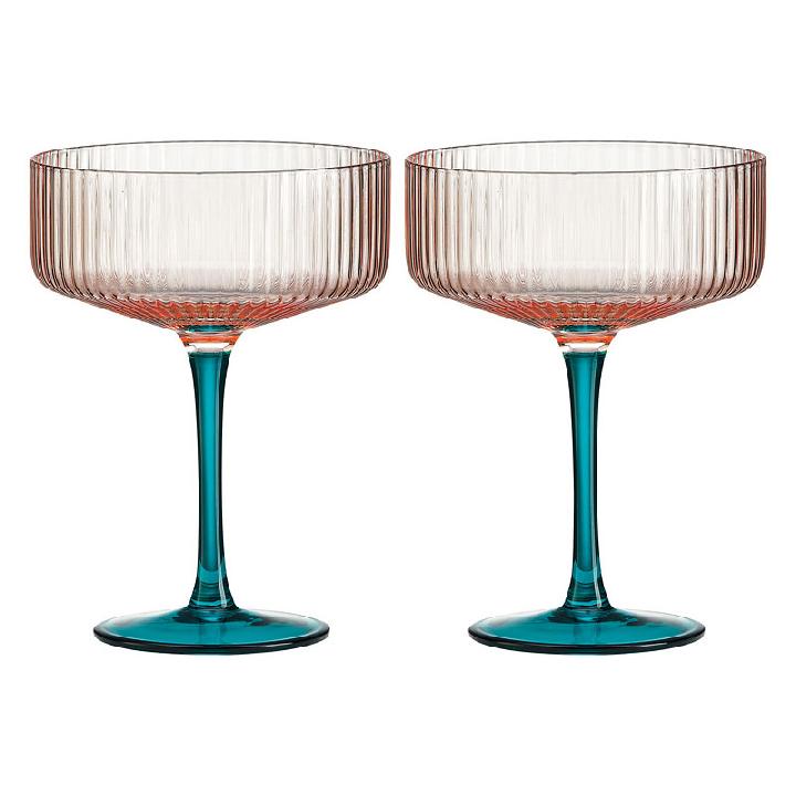 Набор бокалов для коктейля Pozzi Milano 1876 Modern Classic 250мл, 2шт розовый и зеленый