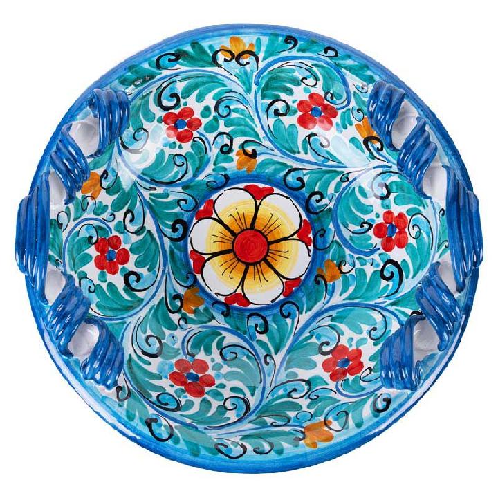 Блюдо Ceramiche Di Caltagirone Di Fatuzzo Salvatore Smerlato 3 Manici 40см