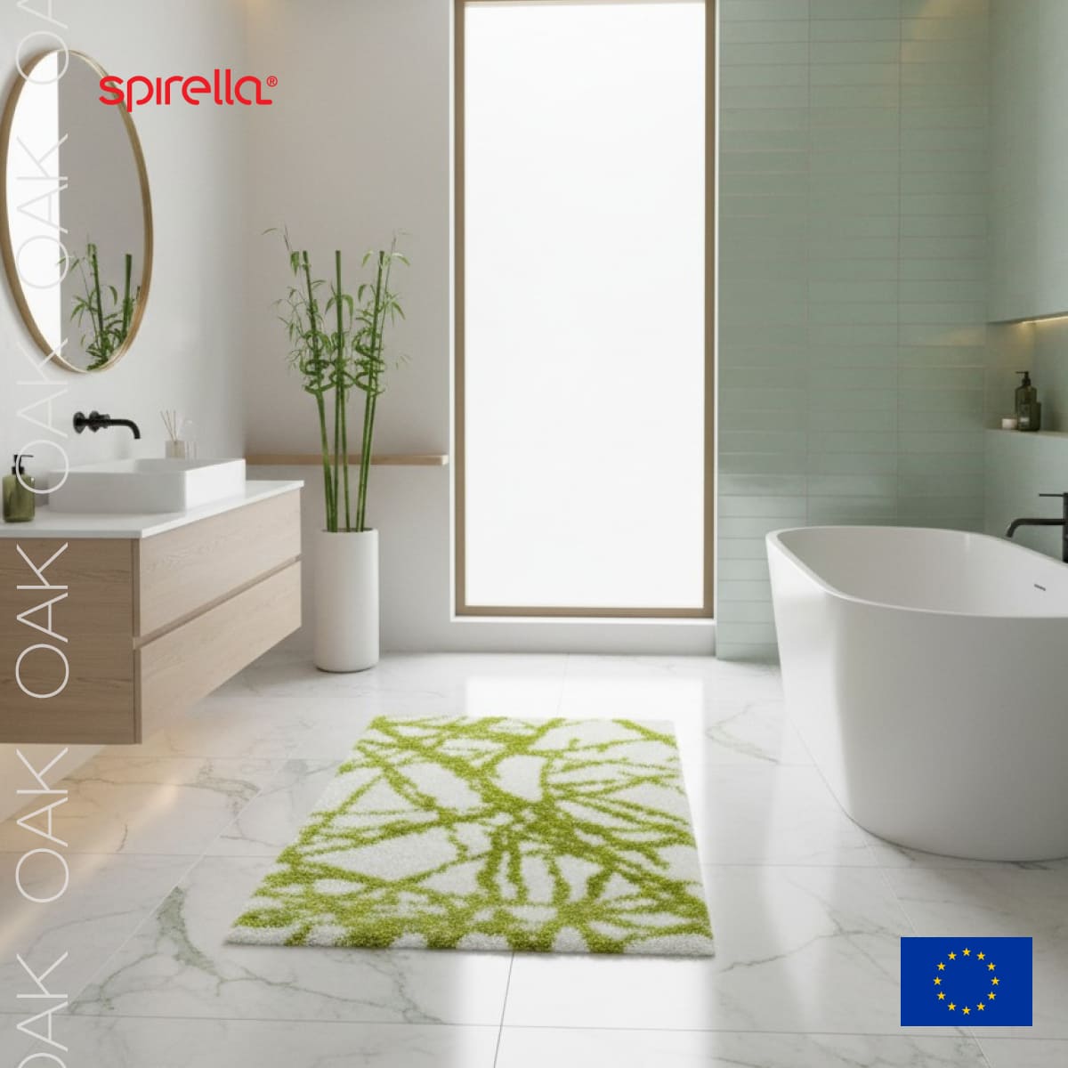 Коврик для ванной 60x90см Spirella OAK, зеленый