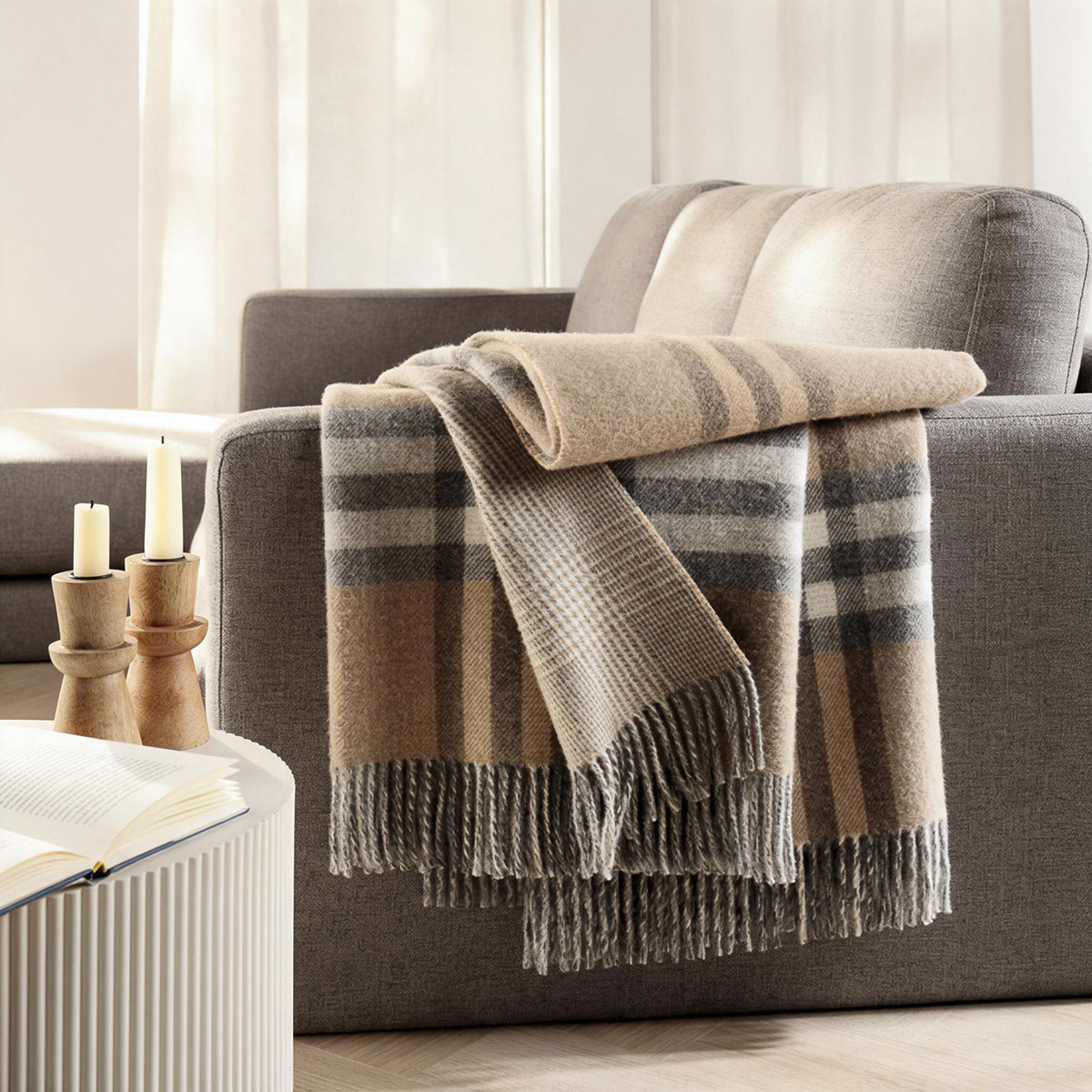Плед 150x200см Biederlack Naturals & Plaids Двойная клетка
