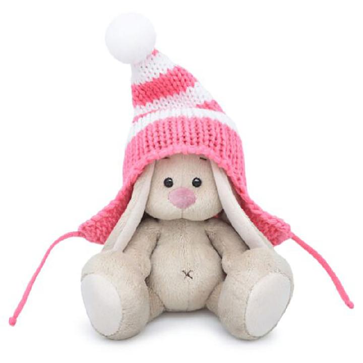Мягкая игрушка BUDI BASA collection Зайка Ми в полосатой розовой шапке