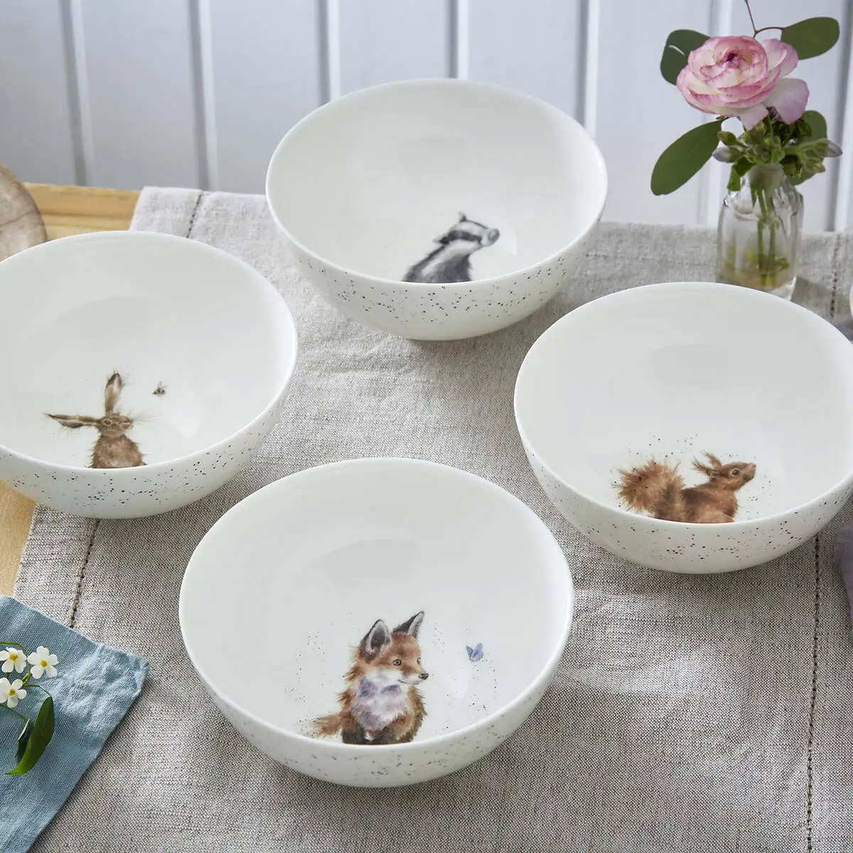 Набор салатников Royal Worcester’s Wrendale Designs Барсук, заяц, белка, лиса 4шт