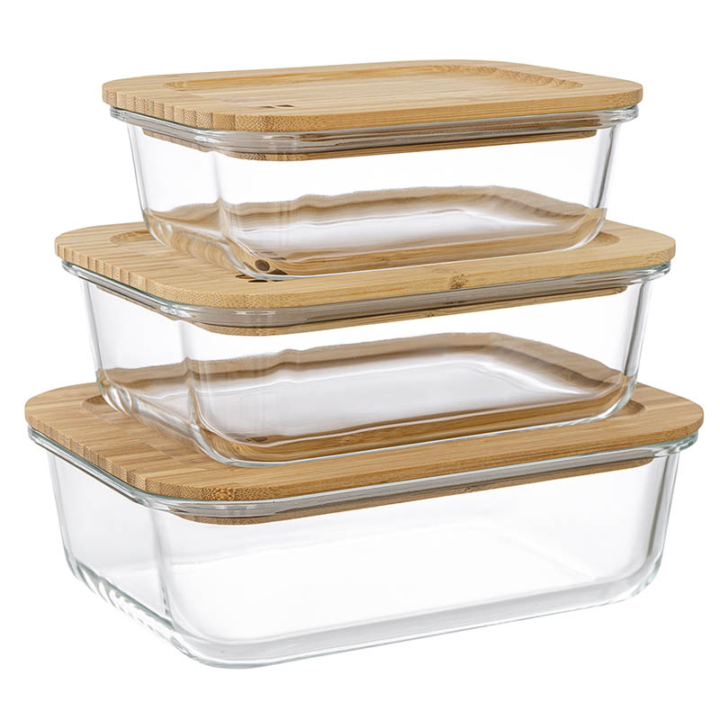 Набор контейнеров для запекания и хранения Smart Solutions Eco Store с крышками из бамбука, 3шт