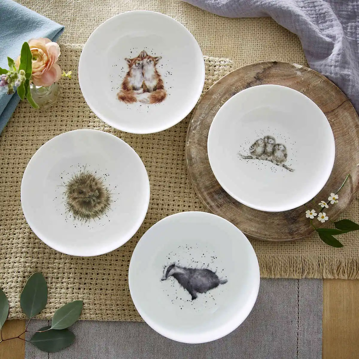 Набор салатников Royal Worcester’s Wrendale Designs Барсук, еж, лиса, сова 4шт