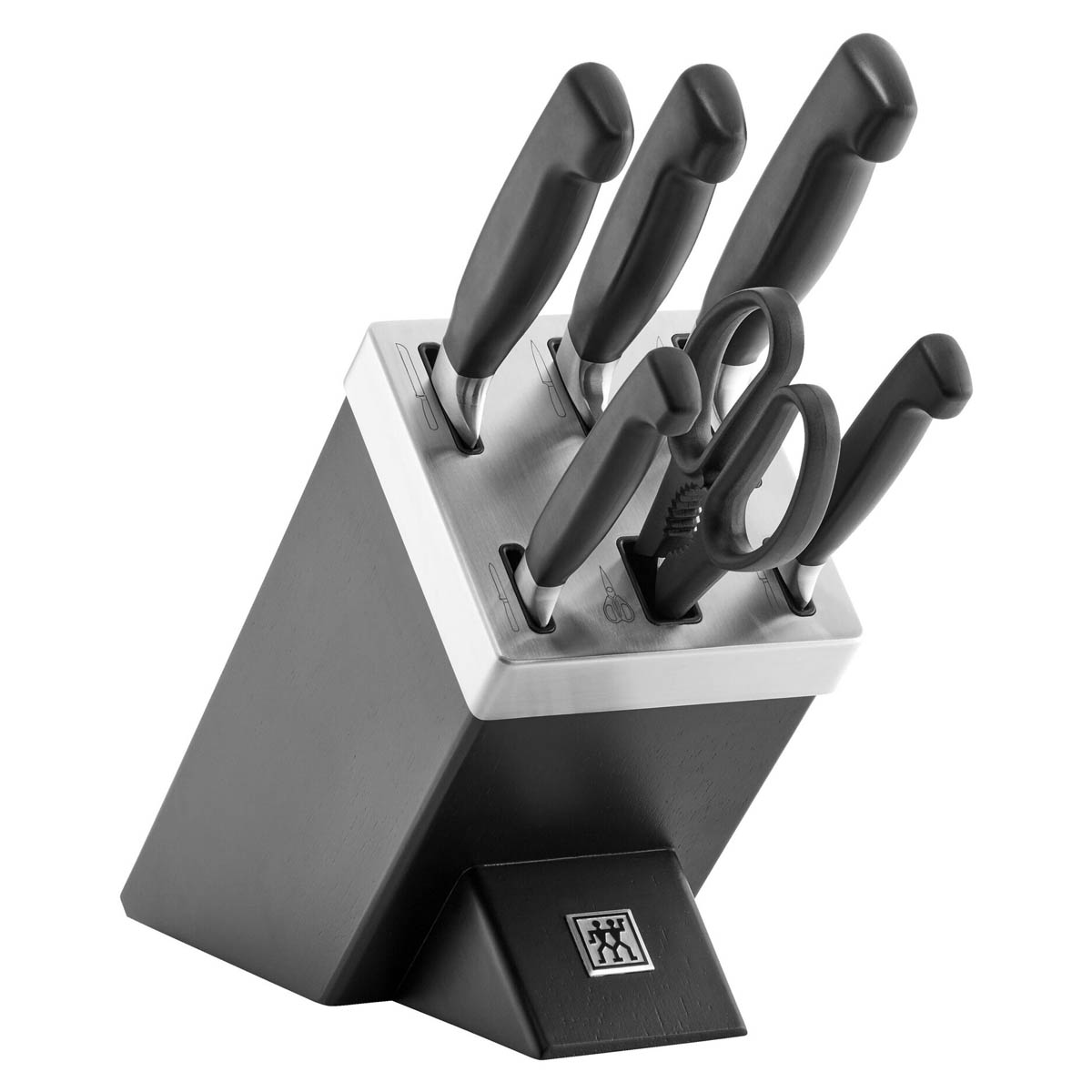 Набор кухонных ножей с заточкой Zwilling Four Star 7 предметов, черный
