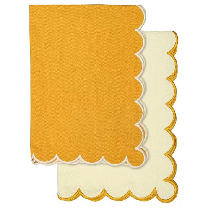 Набор кухонных полотенец Tkano Trendy Ruffles с контрастным кантом горчичного цвета