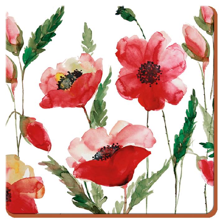 Набор подставок под горячее Creative Tops Watercolour Poppy 10,5x10,5см, 6шт