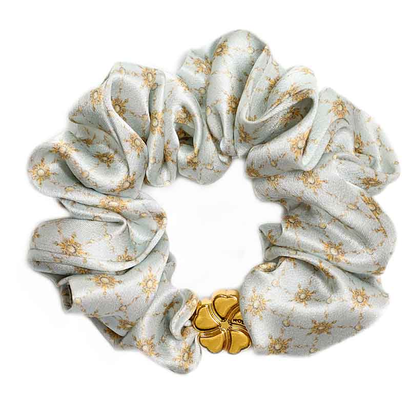 Шелковая резинка для волос Mollen Брошь белая