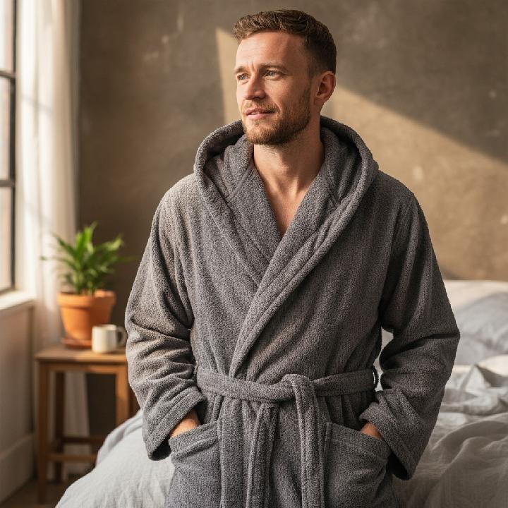 Халат унисекс Casa Lusso, размер S, серый