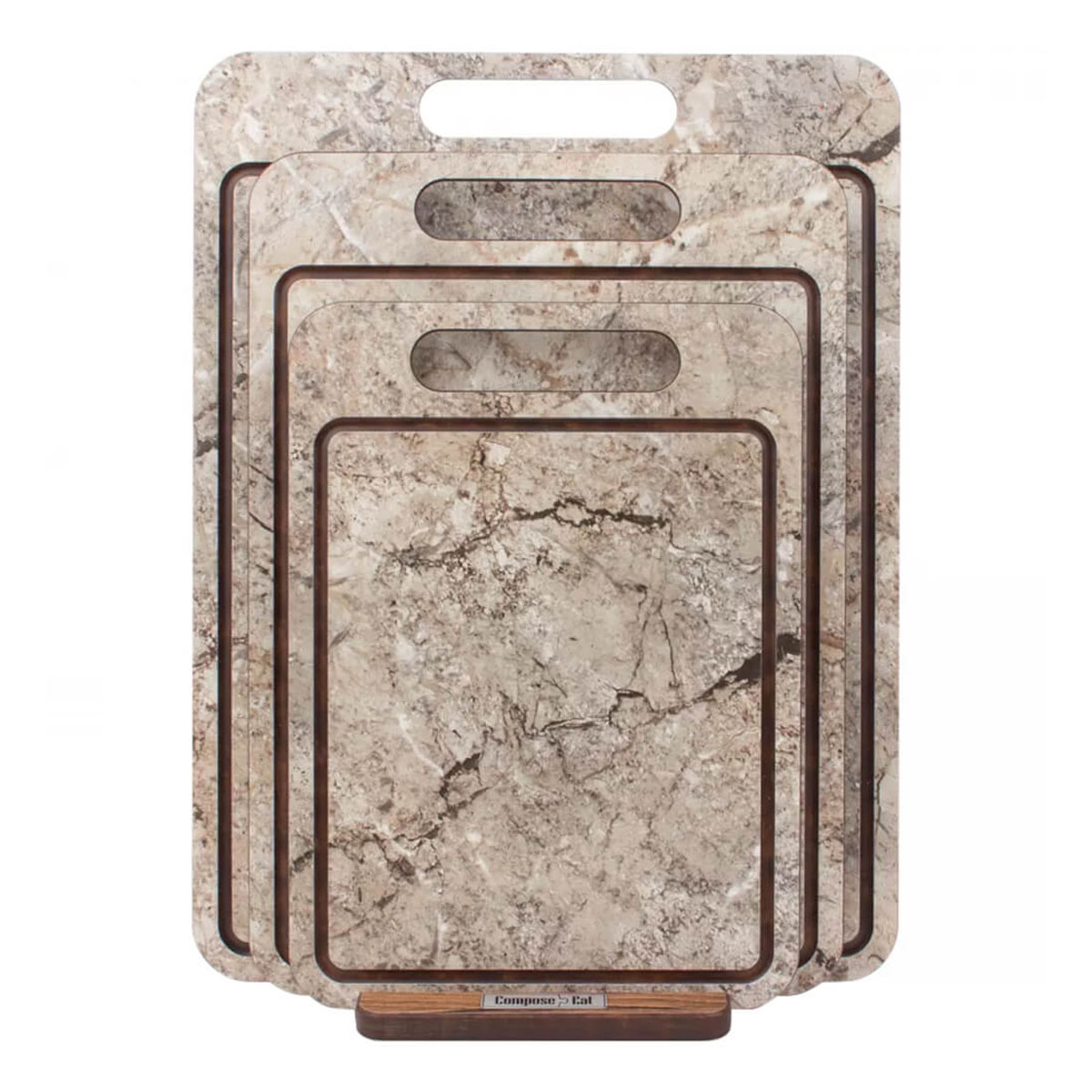 Набор разделочных досок на подставке ComposeEat Everyday мрамор серый, 3шт