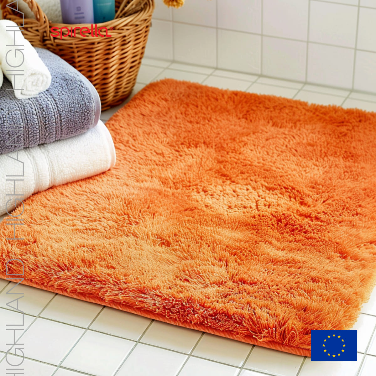 Коврик для ванной 55x65см Spirella Highland, оранжевый