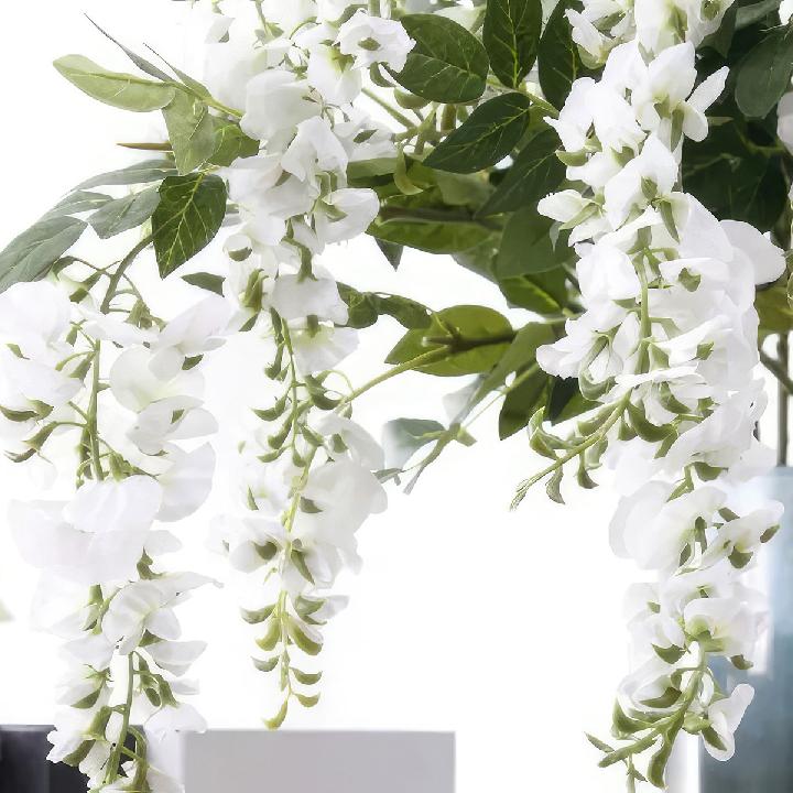 Цветы искусственные FloDecor Глициния 100см, цвет белый