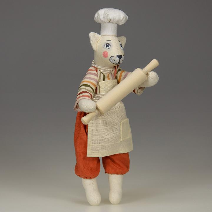Елочная игрушка Кукольная мастерская на Ланском Кот повар со скалкой