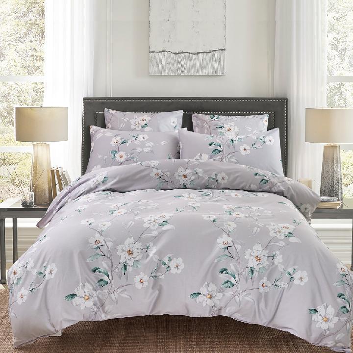Комплект постельного белья 1,5-спальный Pappel White Flower, серый