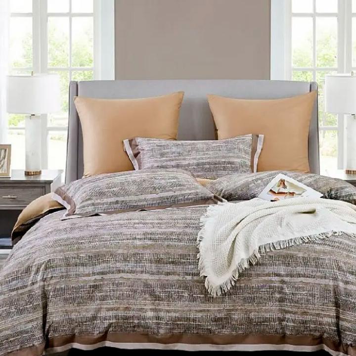 Комплект постельного белья евро Anabella Asabella, узор на серо-коричневом