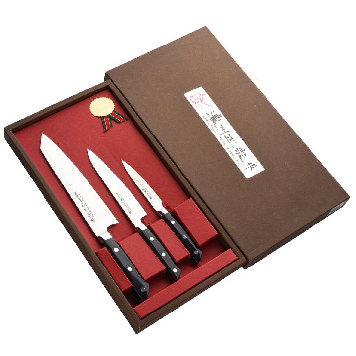 Набор подарочный Satake Stainless Bolster 3 ножа в картонной коробке