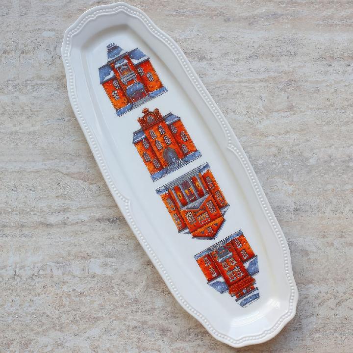 Блюдо сервировочное Myatashop Snow Town 40см, в подарочной упаковке