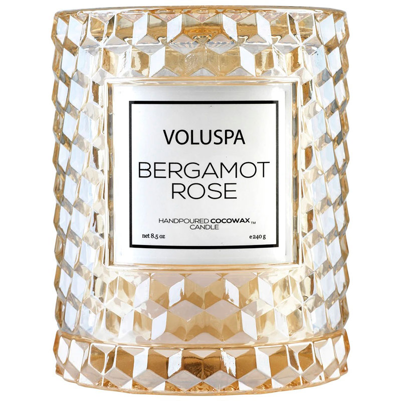 Аромасвеча Voluspa Бергамот и роза в стеклянном подсвечнике с крышкой