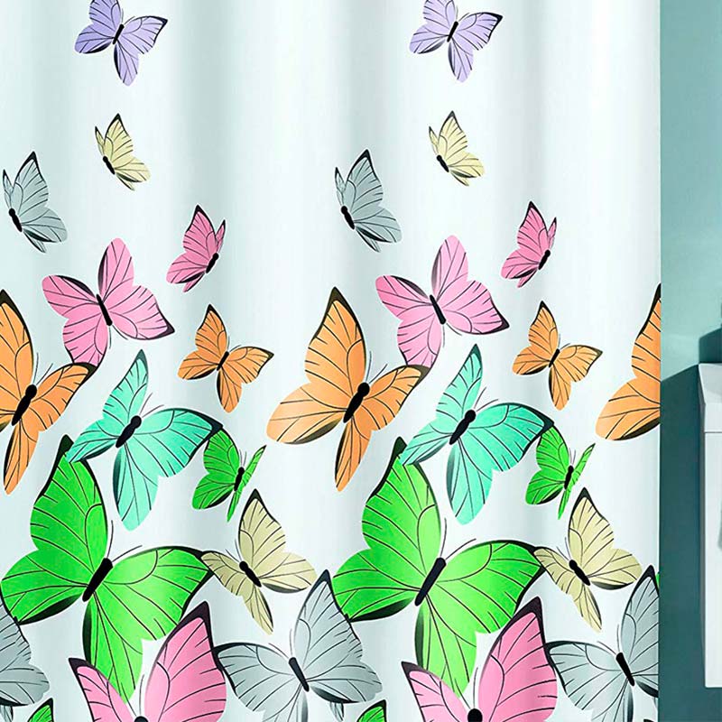 Шторка для ванной Kleine Wolke Butterflies Multicolor, 180x200 см., 100% полиэстер