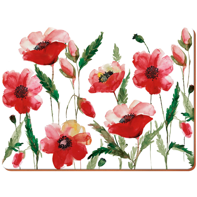 Набор подставок под горячее Creative Tops Watercolour Poppy 22,8x30см, 6шт