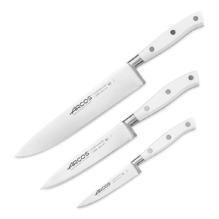 Набор кухонных ножей Arcos Riviera Blanca Поварская тройка, 3шт