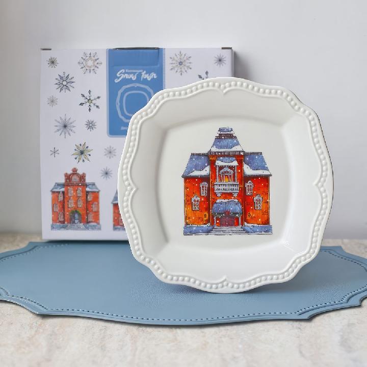 Тарелка десертная Myatashop Snow Town 21см, в подарочной упаковке