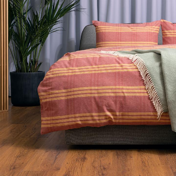 Комплект постельного белья 2-спальный Pappel red-yellow stripe