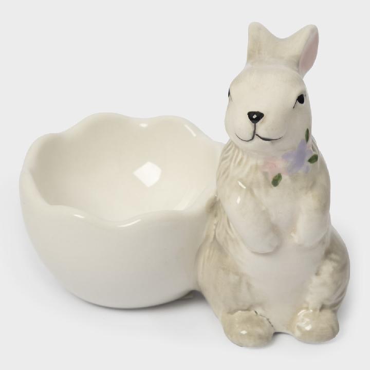 Подставка для яйца Anna Lafarg Пасха Натуральная Кролик с цветами 8см