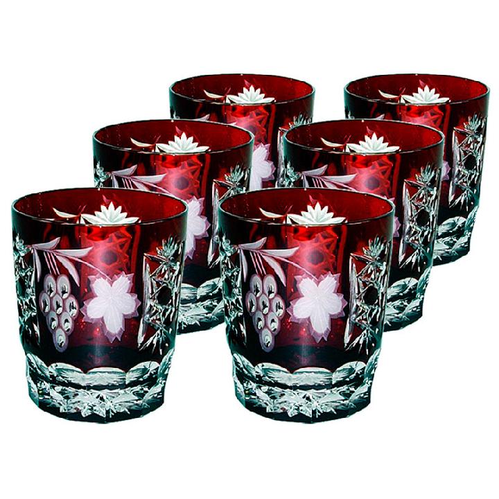 Набор стаканов низких Ajka Crystal Grape Dark Ruby, 6шт