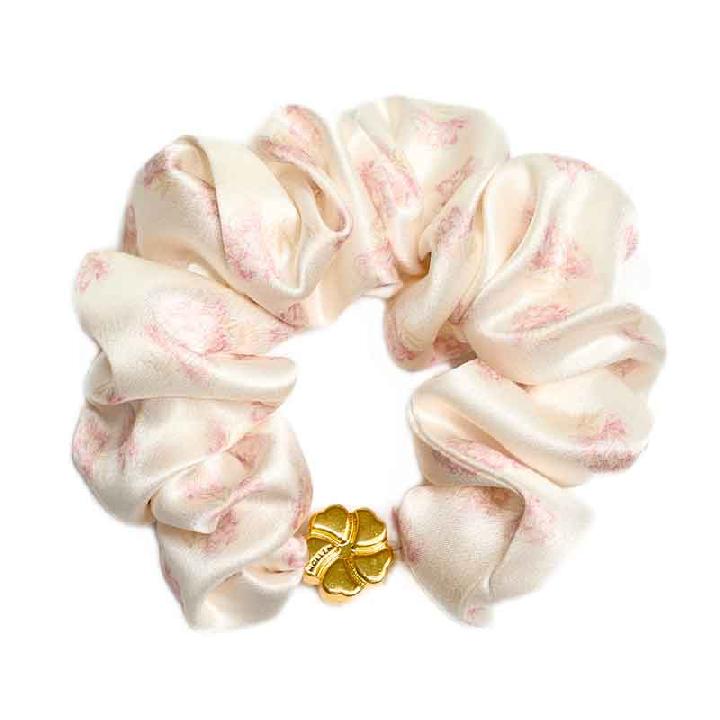 Шелковая резинка для волос Mollen Пионы белая