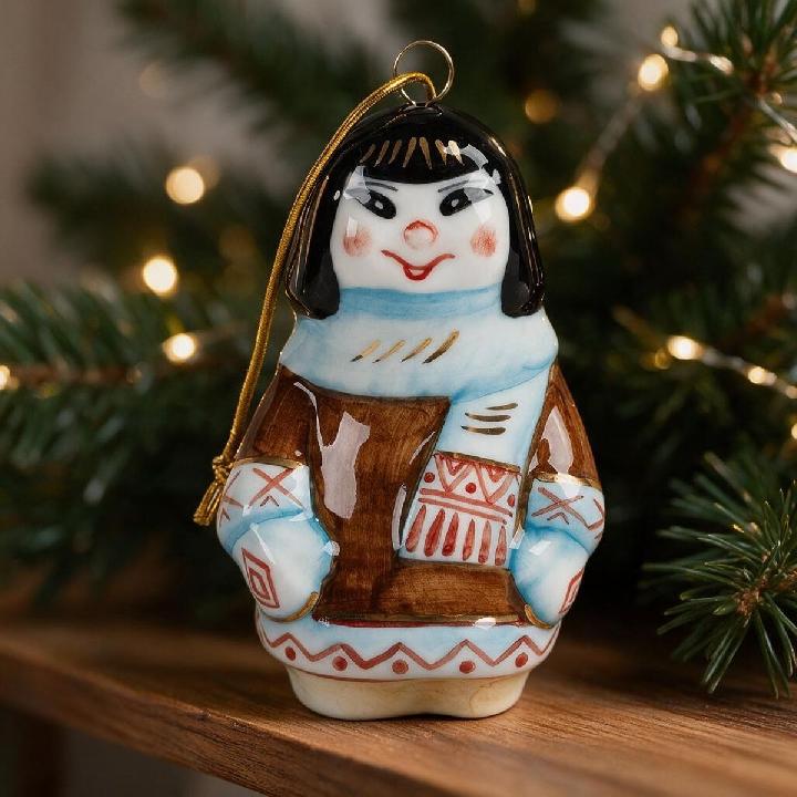Елочная игрушка Лефортовский фарфор Чукча