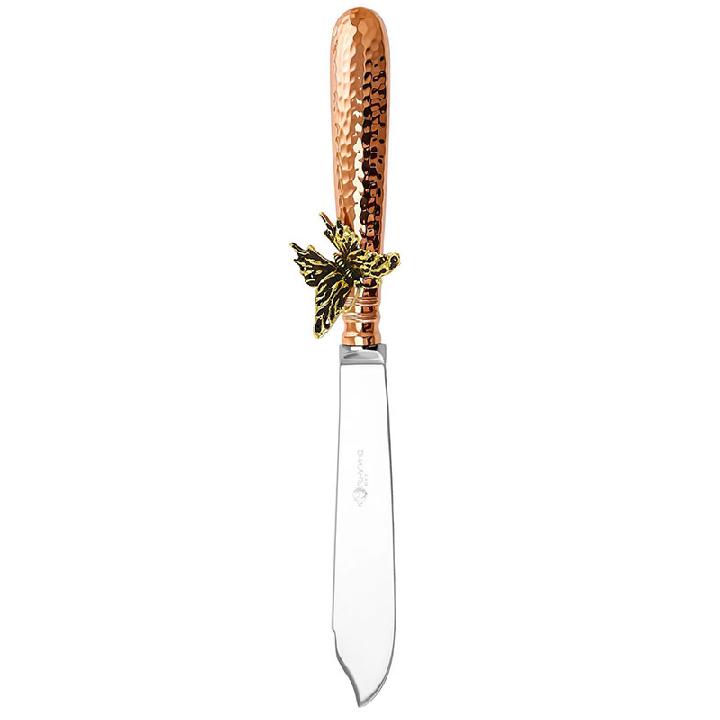 Нож для рыбы Кольчугинский мельхиор Бабочки медный кованый с чернью