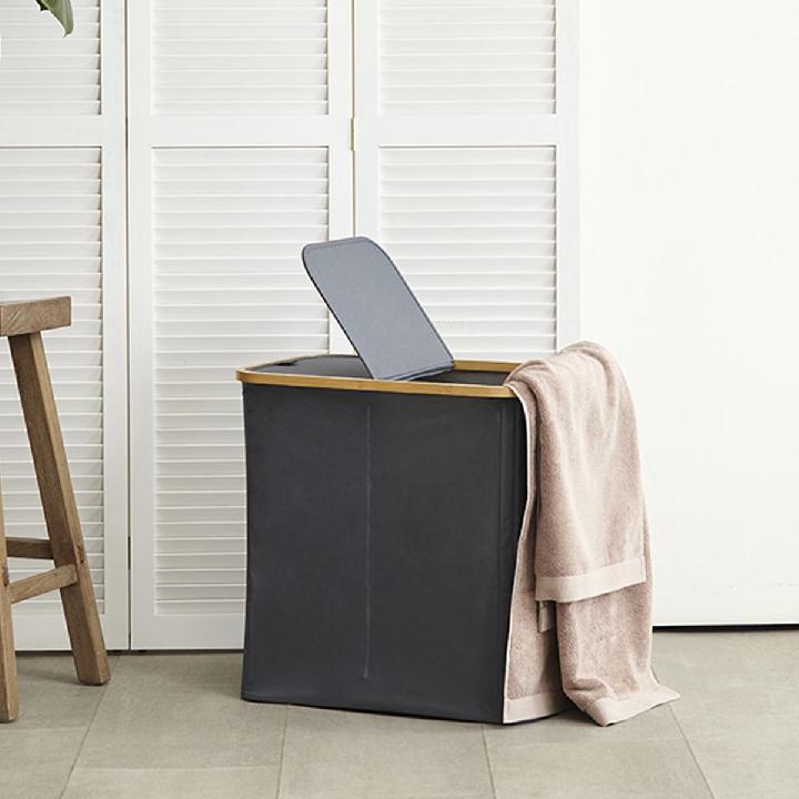 Корзина для белья с двумя отделениями Smart Solutions BB Neat Twin, цвет серый