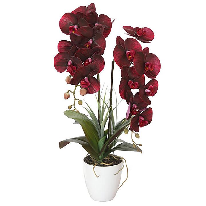 Растение искусственное Garda Decor Орхидея бордовая в горшке