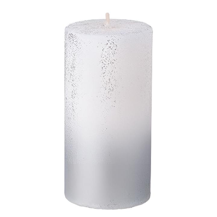 Свеча столбик Garda Decor 5x10см, цвет белый с серебром