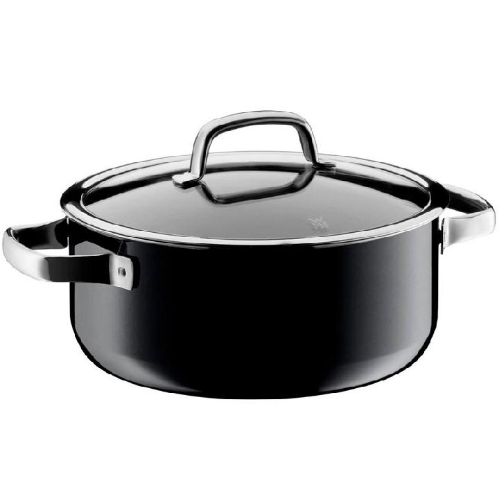 Кастрюля с крышкой низкая WMF Fusiontec Mineral Black 24см