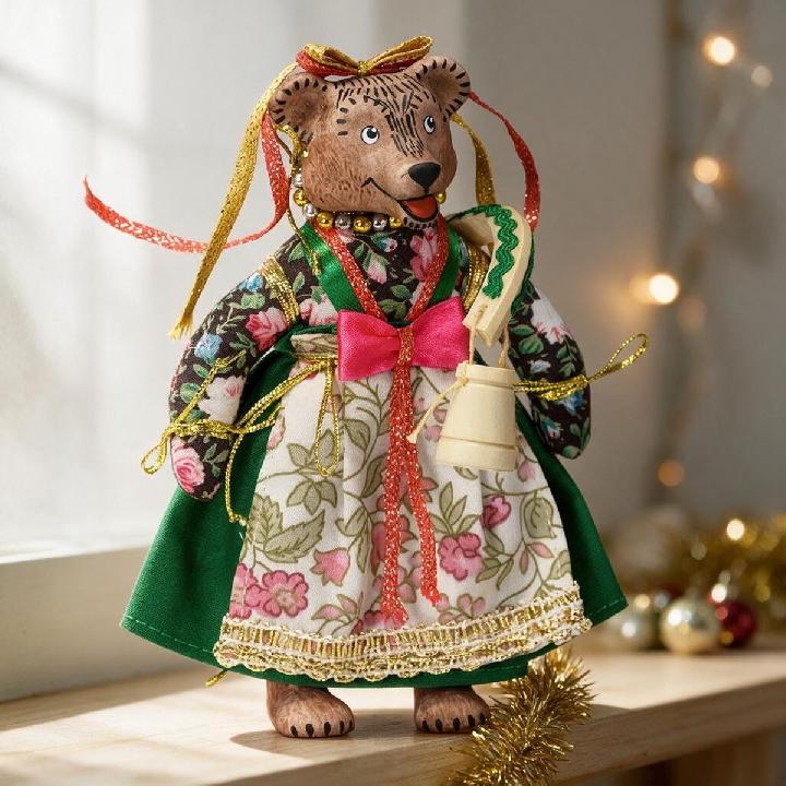 Елочная игрушка Кукольная мастерская на Ланском Медведица Маша с коромыслом
