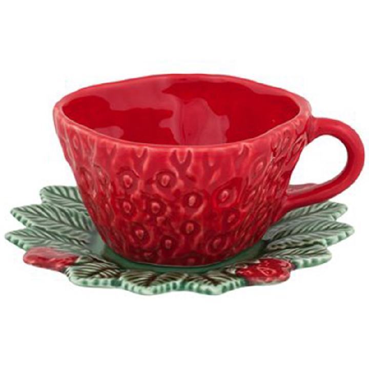 Кофейная чашка с блюдцем Bordallo Pinheiro Strawberries 300мл