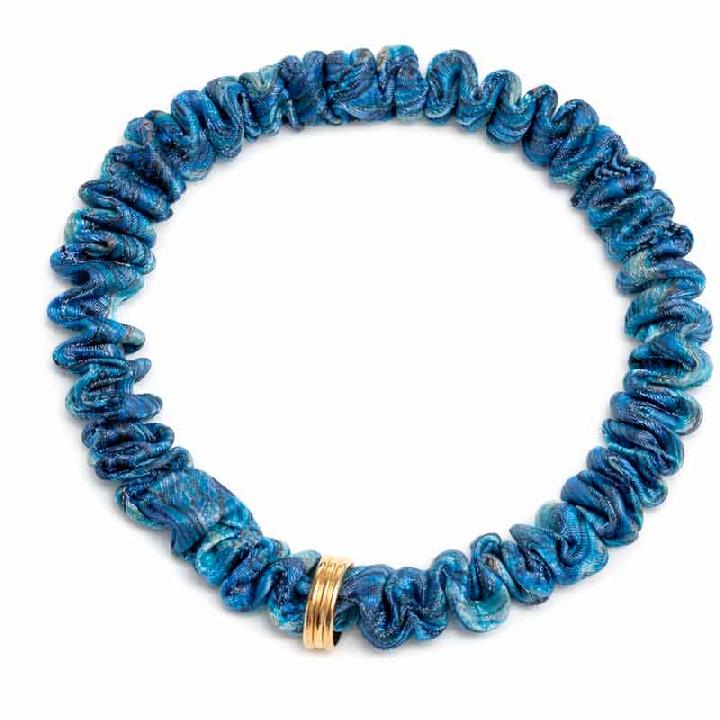 Шелковая резинка мини для волос Mollen Флер васльково-синяя