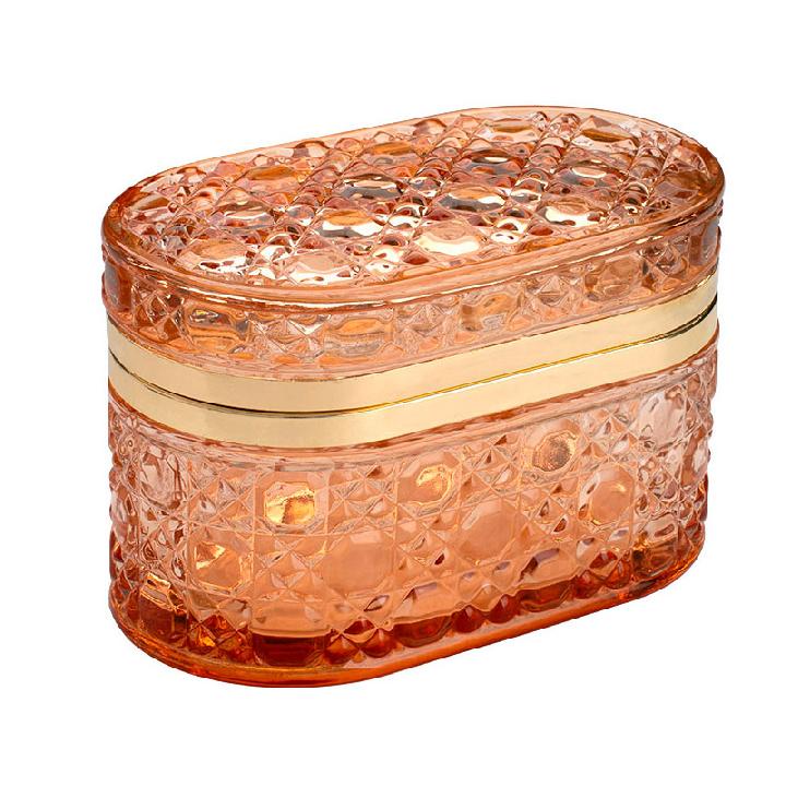 Шкатулка овальная Вещицы, цвет янтарный с золотым