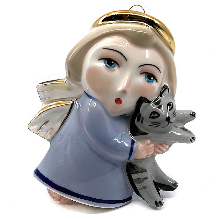 Елочная игрушка Фарфоровая мануфактура Ангел с котиком