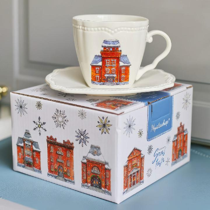Чайная пара Myatashop Snow Town 250мл, в подарочной упаковке