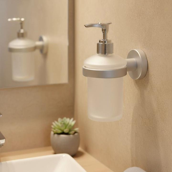 LUGANO Диспенсер для жидкого мыла, настенн.,11.6 x 7.2 x 5 см, алюм., стекл.